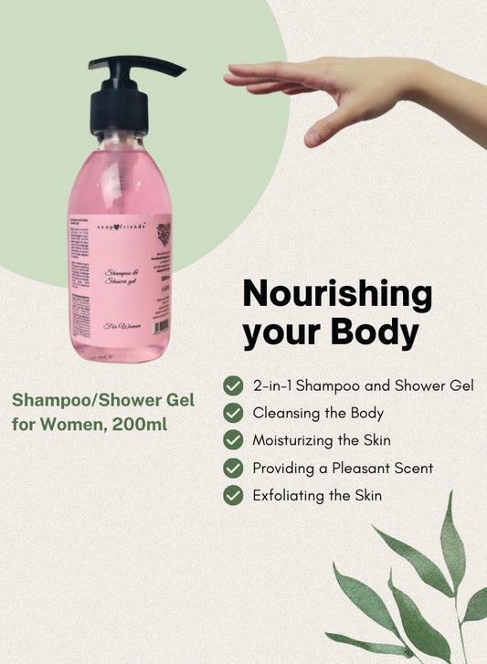 Luxury Natural Rose Bath & Body Set – Soap&Friends Rose Soap Bar, Rose Bath Milk Vial & 2-in-1 Shampoo & Shower Gel – Gentle Cleansing, Nourishing & Hydrating Skincare Trio