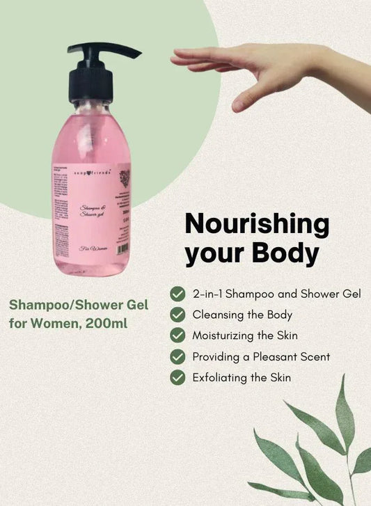 Luxury Natural Rose Bath & Body Set – Soap&Friends Rose Soap Bar, Rose Bath Milk Vial & 2-in-1 Shampoo & Shower Gel – Gentle Cleansing, Nourishing & Hydrating Skincare Trio