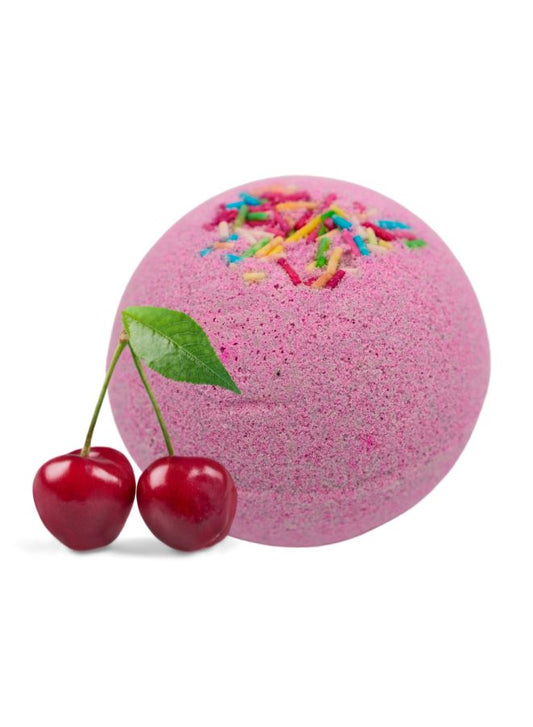 Soap&Friends Cherry Bath Bomb 110g – Fizzy Fruity Bath Bomb with Sweet Cherry Scent – Moisturizing Natural Spa Bath Bomb