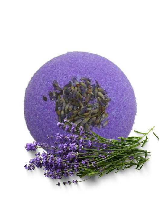 Soap&Friends: Lavender Bath Bomb, Round Fizzy, Coconut Oil & Relaxation, 110 g