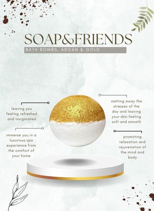 Soap&Friends Natural Bath Bomb Gift Set – Argan, Lemongrass, Melon, Cherry & Lavender – Fizzy Aromatherapy Bath Balls for Relaxation & Skin Nourishment