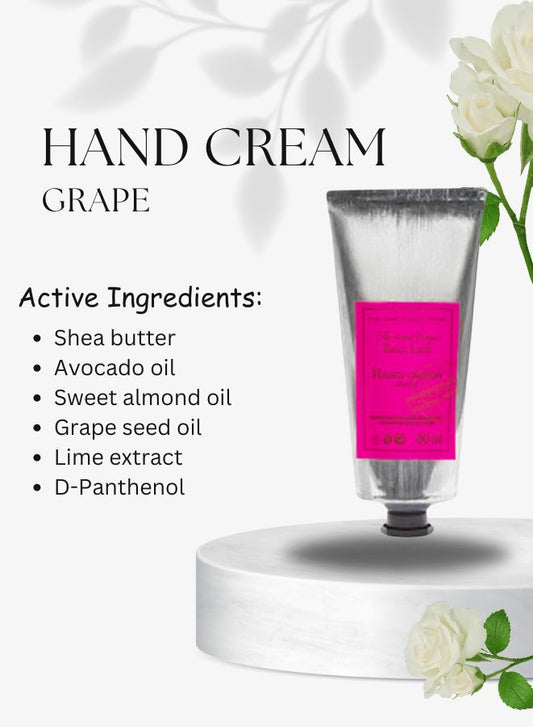 Soap&Friends Natural Grape Skincare Set with Hand Cream Body Scrub and Massage Oil for Nourished Skin