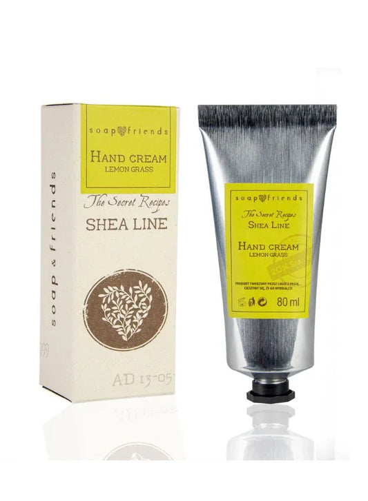 Lemongrass Shea Butter Hand Cream – Natural Formula with 20% Organic Shea Butter, Panthenol, Avocado & Almond Oils – Hydrating, Invigorating & Skin-Softening Care (80ml)