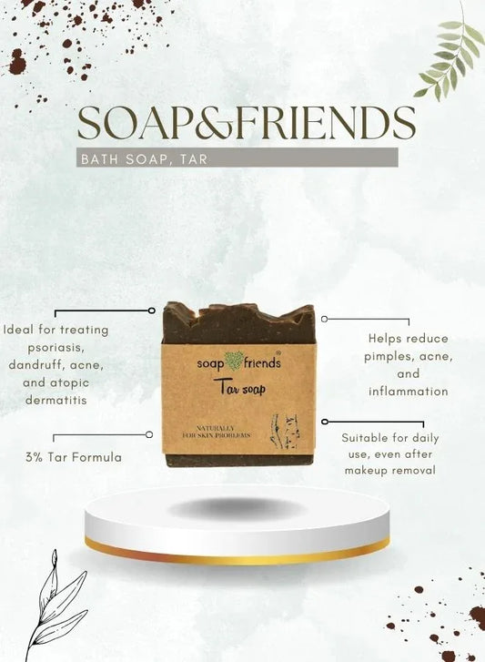 Tar Soap – 80g - Soothing & Deep Cleansing for Skin Conditions - Psoriasis, Acne & Dandruff Treatment