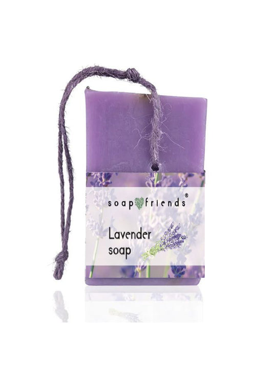 lavender-flavor soap bar with a string