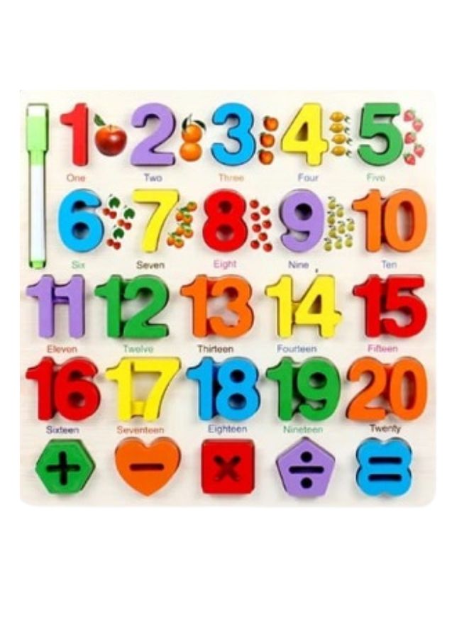 3D Wooden Number Puzzle, Kids Early Development Toy - Main Image