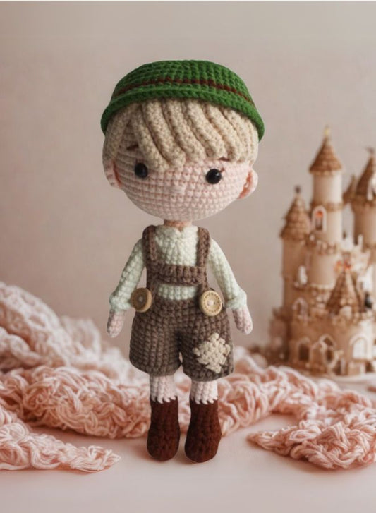 Handmade Natural Cotton Crochet Hansel Toy Doll – 25cm Amigurumi Sleeping Buddy for Babies, Kids & Adults