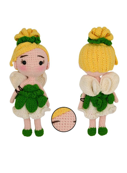Handmade Natural Cotton Fairy Amigurumi Crochet Doll for Kids and Adults, 25cm
