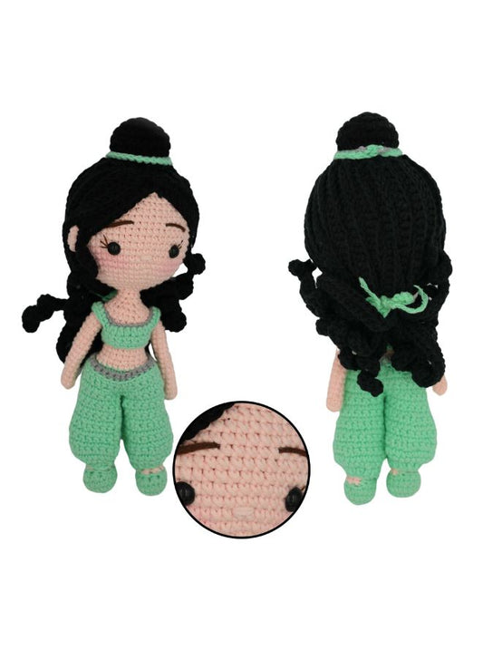 Handmade Crochet Jasmine Princess Doll – 25cm Amigurumi Toy for Babies, Kids & Adults – Natural Cotton, Eco-Friendly