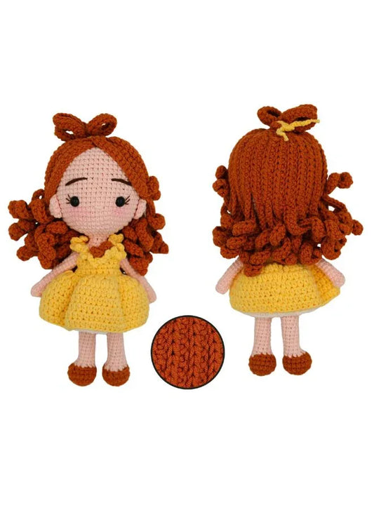 Handmade Natural Cotton Crochet Belle Toy Doll – 25cm Amigurumi Sleeping Buddy for Babies, Kids & Adults