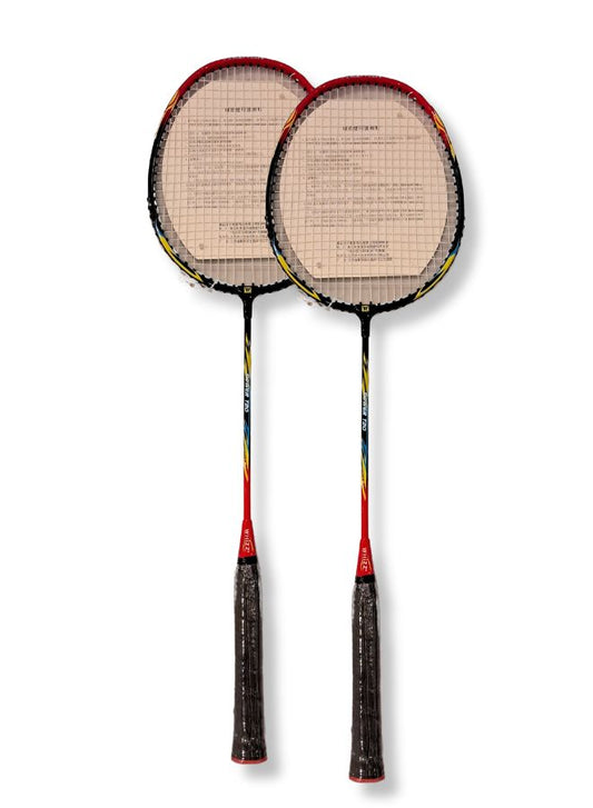 Whizz 2 pcs Badminton Racket Set T20 – Lightweight Aluminum Frame, Pre-Tensioned at 16lbs – Perfect for Family Entertainment, School Sports & Beginners