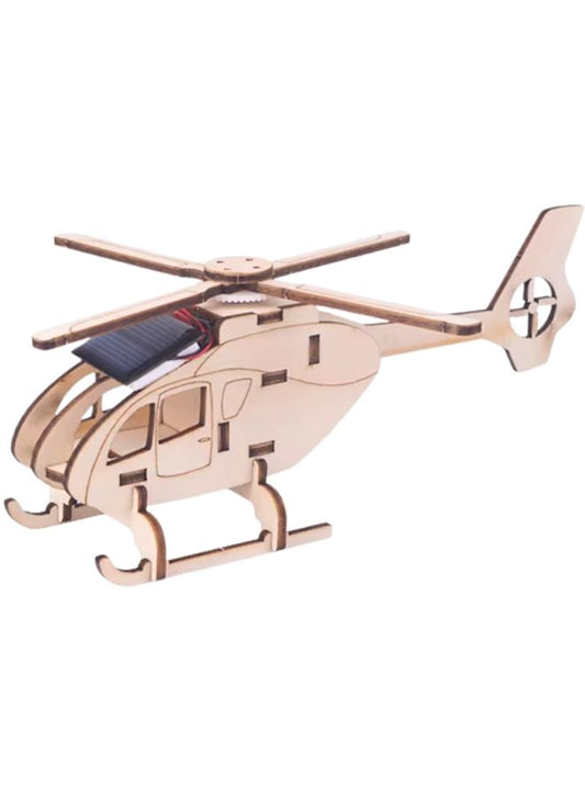 STEM Toy, Wooden Helicopter, Solar-Powered Montessori Toy, DIY 3D puzzle, eco-friendly, handmade, educational toy