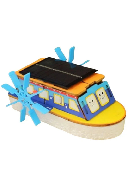 STEM Toy, Wooden Boat, Solar-Powered Montessori Toy, DIY 3D puzzle, eco-friendly, handmade, educational toy