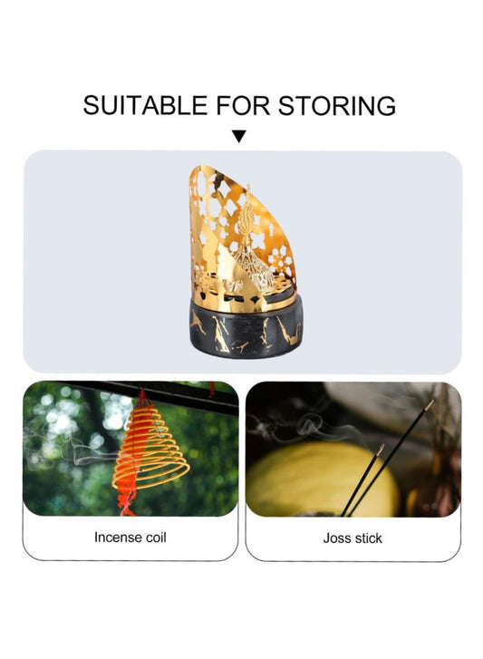 1pc Luxury Incense Burner Vintage Decorative Bakhur Burner Black Base for Home and Office