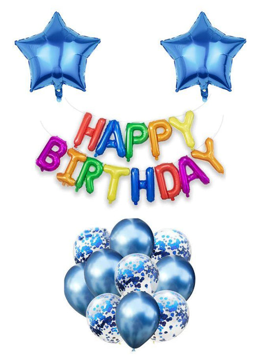 16 Inch Multicolor Happy Birthday Balloons Set Banner and Balloons Foil Balloon Happy Birthday Decorations