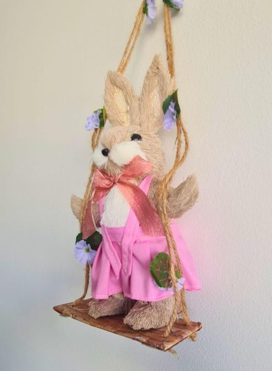 FATIO 46cm Handmade Easter Bunny Figure | Cotton String Easter Decoration for Home & Gifts