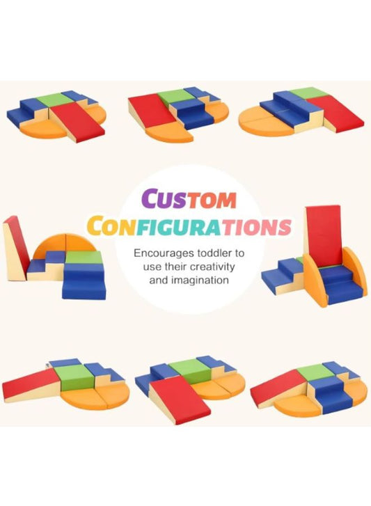 6 piece Indoor Foam Playset | Soft Toddler and Active Kids Nursery Furniture for Balancing, Crawling, Climbing, Sliding and Jumping
