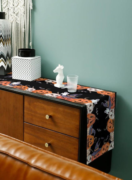 Halloween Rectangle Table Runner -Featuring Happy Halloween Pumpkins