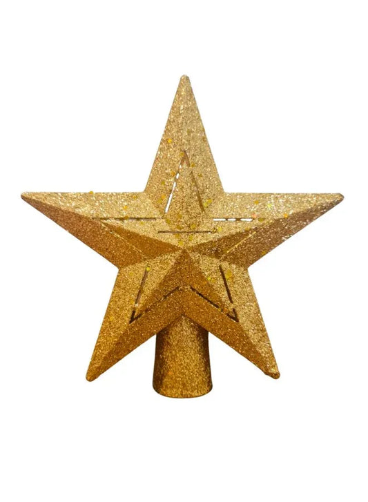 Christmas Tree Topper Lighted LED Rotating Projector 3D Glitter Gold Star Tree Topper for Christmas Tree Decorations 3-Modes (USB Powered)