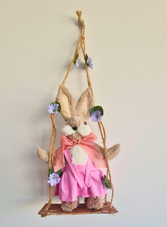 FATIO 46cm Handmade Easter Bunny Figure | Cotton String Easter Decoration for Home & Gifts