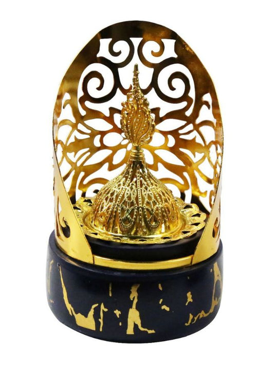 1pc Luxury Incense Burner Vintage Decorative Bakhur Burner Black Base for Home and Office