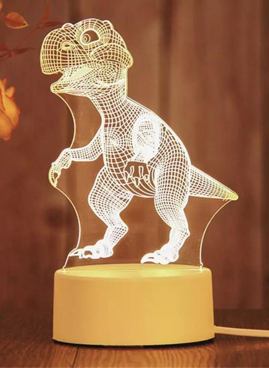 مصباح أكريليك ثلاثي الأبعاد بإضاءة ليلية إبداعية للديكور المنزلي، ديناصور