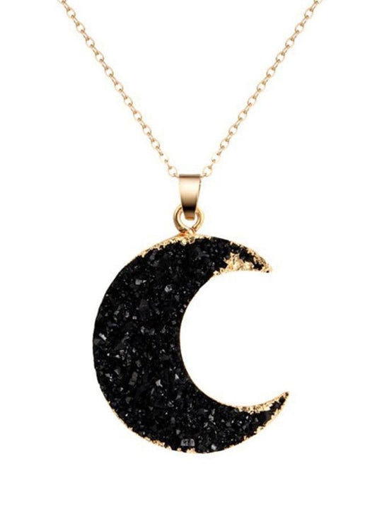 Black Moon Alloy Link Chain Necklace for Women - Add a Touch of Celestial Charm Fatio General Trading