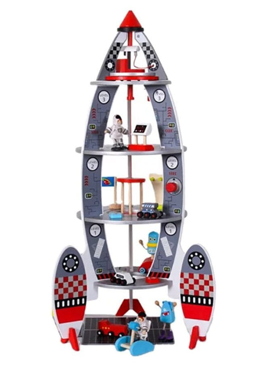 Children's Pretend Play Space Rocket Model Toy Boys Simulation Assembled Wooden Model Toy For Preschool Kids Fatio General Trading