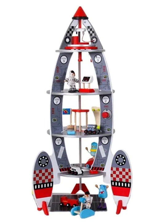 Children's Pretend Play Space Rocket Model Toy Boys Simulation Assembled Wooden Model Toy For Preschool Kids Fatio General Trading