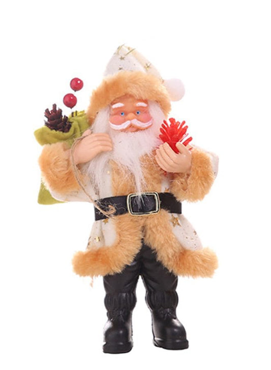 Christmas Decorations Resin Santa Claus Standing Posture Ornaments Doll Pendant Beige Fatio General Trading