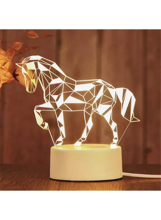 Creative Night Light 3D Acrylic Bedroom Small Decorative 3D Lamp Night Lights For Home Decoration, Horse Fatio General Trading