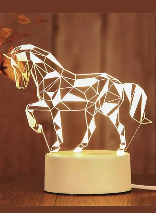 Creative Night Light 3D Acrylic Bedroom Small Decorative 3D Lamp Night Lights For Home Decoration, Horse Fatio General Trading