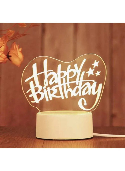 Creative Night Light 3D Acrylic Bedroom Small Decorative 3D Lamp Night Lights For Home Decoration, Happy Birthday Fatio General Trading