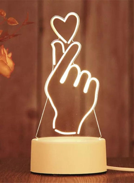 Creative Night Light 3D Acrylic Bedroom Small Decorative 3D Lamp Night Lights For Home Decoration, Heart Fatio General Trading