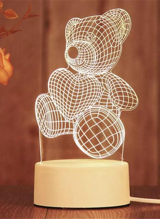 Creative Night Light 3D Acrylic Bedroom Small Decorative 3D Lamp Night Lights For Home Decoration, Teddy Fatio General Trading