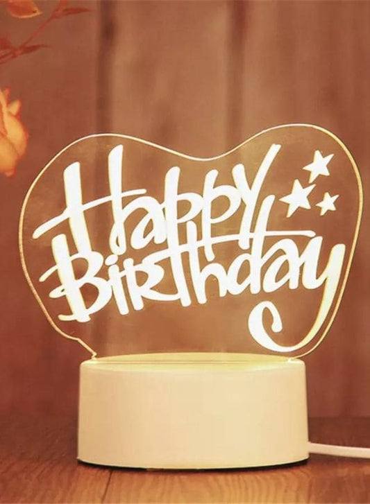 Creative Night Light 3D Acrylic Bedroom Small Decorative 3D Lamp Night Lights For Home Decoration, Happy Birthday Fatio General Trading