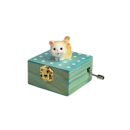 Cute animal hand crank music box wooden crafts ornaments music box, Mini Gift Wrapped Wooden Hand Crank Music Box with Lovely Pet Fatio General Trading