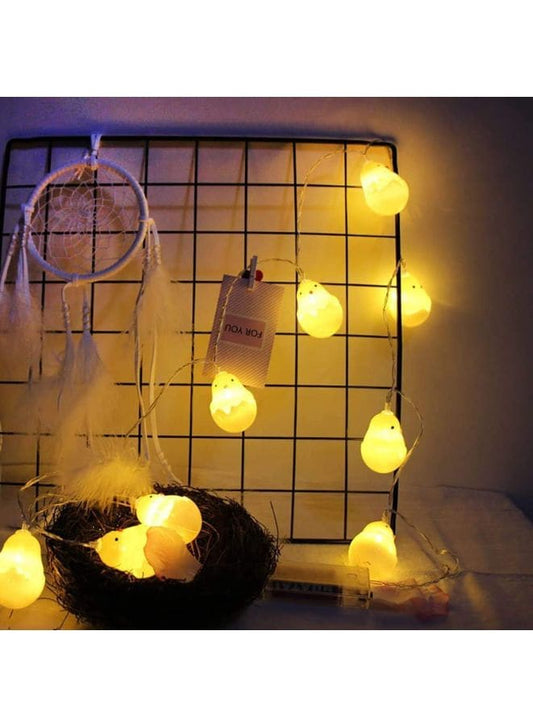 Cute Eggshell Chicken Type 1.5m 10 LEDs Battery Decorative Lamp Easter Holiday Household Party Decorative Light (Warm White) Fatio General Trading