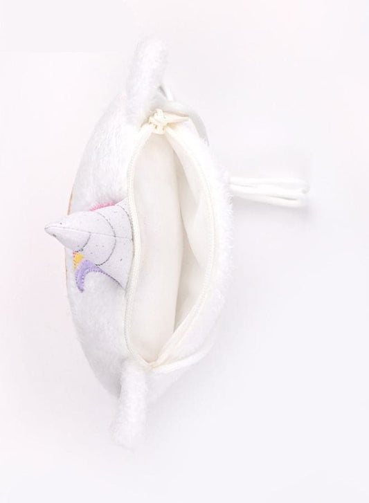 Cute Little Baby Plush Shoulder Bags/Wallets For Girls, Plush Shoulder Bags with Strap for Kids Coin Purses Cute Princess Handbags Kids, Accessories for Girls, White Fatio General Trading