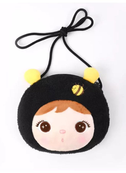 Cute Little Baby Plush Shoulder Bags/Wallets For Girls, Plush Shoulder Bags with Strap for Kids Coin Purses Cute Princess Handbags Kids, Accessories for Girls, Black Fatio General Trading