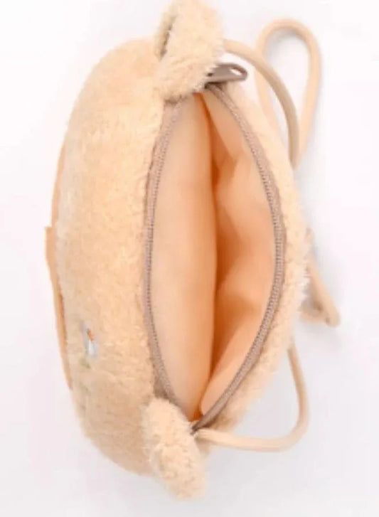 Cute Little Baby Plush Shoulder Bags/Wallets For Girls, Plush Shoulder Bags with Strap for Kids Coin Purses Cute Princess Handbags Kids, Accessories for Girls, Beige Fatio General Trading