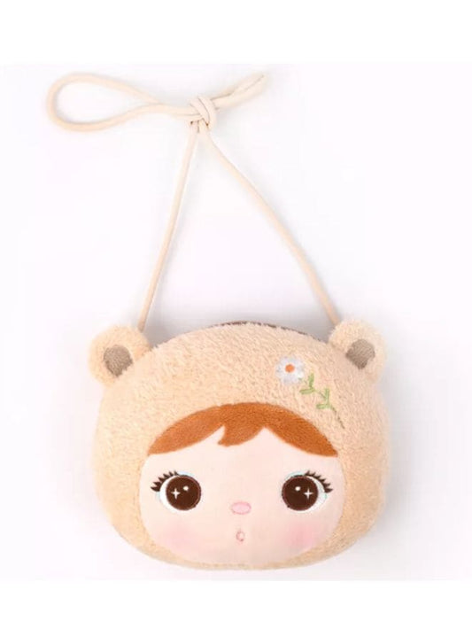Cute Little Baby Plush Shoulder Bags/Wallets For Girls, Plush Shoulder Bags with Strap for Kids Coin Purses Cute Princess Handbags Kids, Accessories for Girls, Beige Fatio General Trading