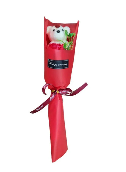 Cute Romantic Teddy Bear Soap Rose Flower Bath Petal Wedding Party, Valentine's Day, Mothers Day, Birthday Gift, Red Fatio General Trading