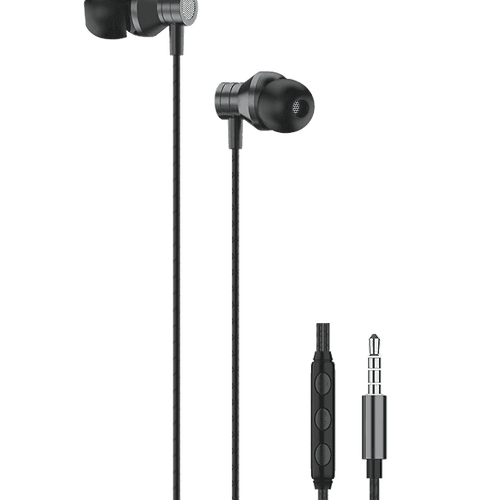E- root Wired Earphones, Lightweight 3.5mm In-Ear Earbuds Headphones with Noise Isolation, Built-In Microphone, HD Sound Quality and Tangle-Free Cable, Black Fatio General Trading