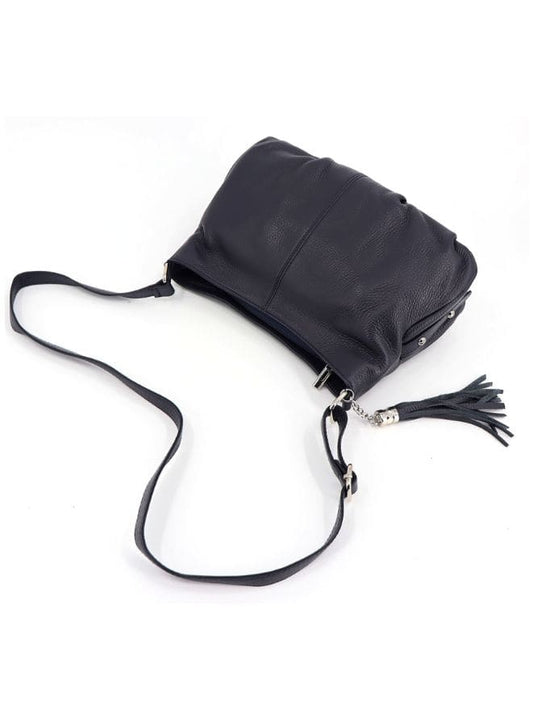 Effetty Women's medium size casual shoulder bag in leather made in Italy, Made of genuine leather, Black Fatio General Trading