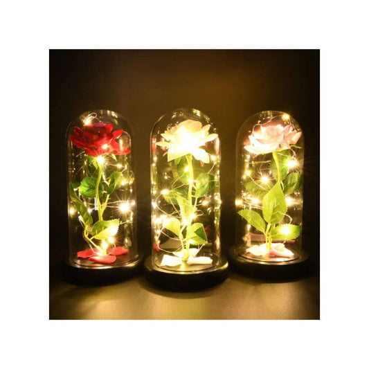 Enchanted Flower with Petals in Glass Dome Personalized Gifts for Women Girlfriend Valentine’s Day Mother’s Day Christmas Anniversary Birthday Fatio General Trading