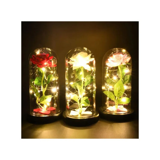 Enchanted Flower with Petals in Glass Dome Personalized Gifts for Women Girlfriend Valentine’s Day Mother’s Day Christmas Anniversary Birthday Fatio General Trading