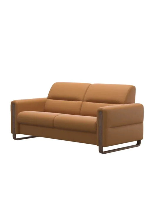 Fiona 2.5 Seater Leather Sofa with Wooden Base
