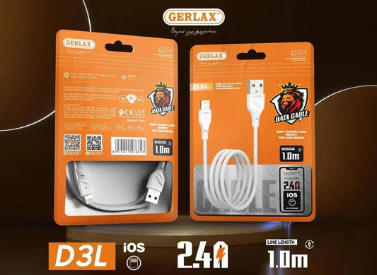 Gerlax USB Lightning Cable for Apple 1M Data Sync Charger for iPhone iPad White Fatio General Trading
