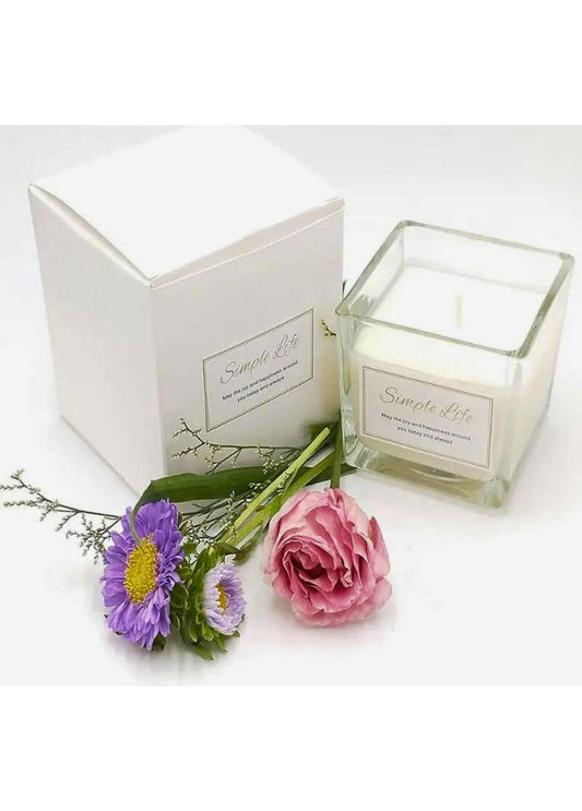 جرة زجاجية شمعة معطرة بالفانيليا وجوز الهند - عطر منزلي زهري - رائحة تدوم طويلاً - وقت احتراق يصل إلى 45 ساعة